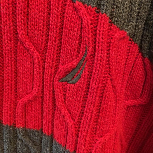 Vintage Nautica sweater XXL Red and Grey oversized 100% cotton - Picture 3 of 5